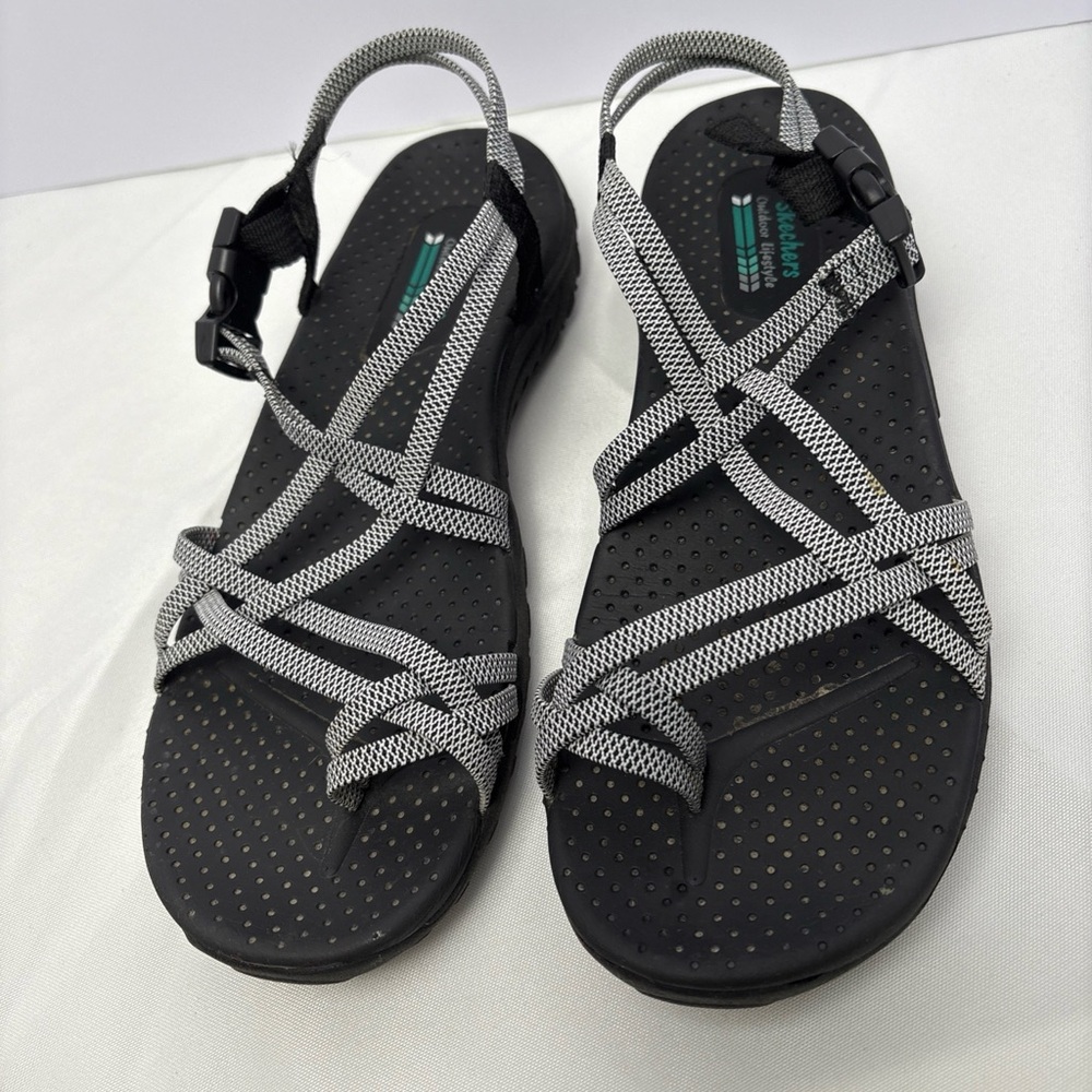Skechers Black and White Strappy Sandals